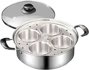 Stainless Steel Egg Poacher Non Stick 4 Cup Egg Maker Steamer Pan Perfect Poached Egg Maker ? Induction Cooktop Egg Poachers Cookware for Kitchen Induction Cooktop Stove Top