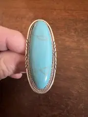 Native American Womens Navajo BluishGreen Turquoise Stunnin Large Ring Size 10 A