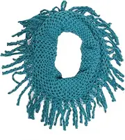 [stylesilove] Womens Winter Warm Solid Mini Tube Infinity Scarf With Fringe