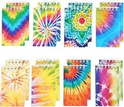 OZIO 16PCS Mini Tie Dye Notepads Multicolor Style Pocket Notebooks for Kids, Spiral Mini Notebook Pastel Art Party Small Notepad for Tie Dye Birthday Party Favors, 8 Styles(16)