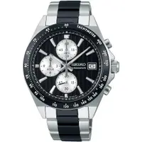 在飛比找ETMall東森購物網優惠-SEIKO 精工 CS系列紳士時尚三眼計時錶/黑X銀/41m