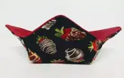 Chocolate Covered Strawberry cotton reversible microwavable soup bowl holder