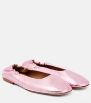 [Dries Van Noten] Dries Van Noten Metallic leather ballet flats AU 9 pink