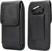 Nylon Cell Phone Holster Belt Clip Phone Pouch Case for iPhone 11 Pro Max XS Max iPhone XR 14 13 12 11 Samsung Galaxy S22+ S21+ S21 FE S20 FE S20+ S10+ A32 A41 A11 A50 A51 Google Pixel 7 6 (Size L)