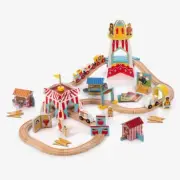 BigJigs Wood Fun Fair Train Set BJT290 NIB Compatible with other brands