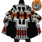 Men's Geometry Winter Coat Fleece Jacket Coat Warm Breathable Comfortable Streetwear Sport Ethnic Style Sports Outdoor Daily Wear Going out Zipper Pocket Prin