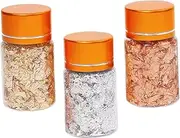 PACKOVE Gilding Flakes Nail Art Accessories Kit Bottles of Metallic Gold Foil Flakes for DIY Crafts Nail Designs and Painting Versatile Gilding Foil for Natural Artificial Nails
