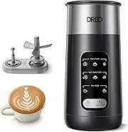 Dreo Milk Frother, 8-in-1 Electric Frother for Latte Art Coffee, 9oz/270ml Hot and Cold Foam Frother, Automatic Milk Warmer for Dairy and Non-Dairy Milk with LED, Easy to Clean, BaristaMaker Air