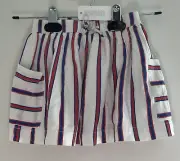 Gymboree Toddler Girls Elastic Waist Pull-On Striped Pocket Skirt White XXS NWT