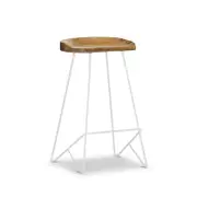 Neato 66cm White Teak Wood Iron Bar Stool