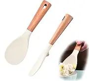 Silicone Rice Spoon Paddle Standing Spatula, Heat Resistant Scooper Cooking Utensil for Sushi Rice, Mashed Potato (White, One Size)