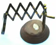 Old Desk Top Channel Magnifier Brass Vintage Magnifying Glass on Wooden Stand