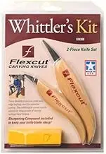 Flexcut Wood Carving Tools, Whittler's Kit 2 Knife Set KN300, 1095 High Carbon Steel Blade, Includes Flexcut Knife Polishing Compound