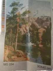 needlepoint Tapestry Gobelin Maya Waterfall Mono Canvas Only 12x16 Inch