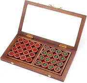 Chess Game Wooden Chess Set,Mahogany Solid Wood Chinese Chess,Folding Storage Wooden Chess Board Chess Set for Begginers and Pros Chess Board Sets