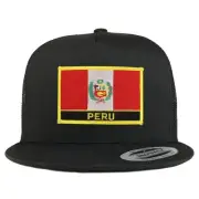 Flexfit XXL Peru Flag 5 Panel Flatbill Trucker Mesh Snapback Cap -Free ship