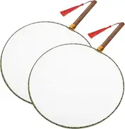 AKOOSY Chinese Handmade Fan Silk Cloth Fan Hand Held Paper DIY Hand Painting Blank Round Wooden Handle for Art