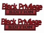 pair Metal Black Privilege Edition 3D Letter Fender Emblem Badge (Black+red)