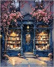 TAOPAOLAB Bookstore with Blossoms Paint by Numbers Kit for Adults - DIY Romantic Bookshop at Night Painting on Canvas 16x20In, Acrylic Paint Set, Suitable for Beginners, Art for Home Decoration/Gifts