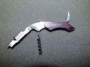 Camelot Official Purple Metallic Corkscrew Bottle Opener Knife Bar Tool NIB