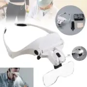 LED Headband Magnifier 5X Lenses 1.0X-3.5X Hands-Free for Craft Repair Jewellery