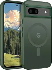 [DUEDUE] for Google Pixel 8a Case Magnetic, Compatible with MagSafe, [Skin-Touch] Matte Translucent Shockproof Slim Cover Case for Google Pixel 8a, Green