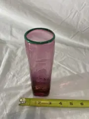 Unique Hand blown Vase Purple Greenish Blue Rim