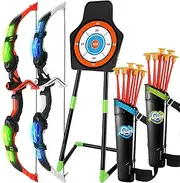 AUTOWT 2-Pack Kids Bow and Arrow Set, LED Light Up Archery Toy Set with 20 Suction Cup Arrows, Target & Arrow Case, Indoor and Outdoor Archery Set Toy for Boys & Girls Aged 6-12 Birthday Easter