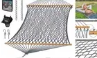 Double Outdoor Hammock, Polyester Rope Hammock with Strong Spreader bar, Gray