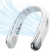 Portable Bladeless Neck Fan Personal Rechargeable Cooling Air Conditioner Hands Free Wearable Fan For Men Women Travel White