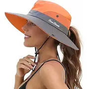 Sunshade Hat UV Protection Wide Brim Beach Cap Foldable Ponytail Bucket Fishing Hat Beach Cap for Fishing Hiking Gardening Outdoor