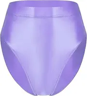 [Miutii] Womens High Rise Booty Glossy Shorts High Cut Panties Briefs Rave Hot Pants Underwear Swimwear