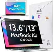 Peslv Magnetic 360° Privacy Screen for Macbook Air 13.6 Inch (2022-2024, M2, M3), Removable Matte Anti Glare Blue Light Protector 4 Way Private Security Filter for 13" Mac Laptop Computer