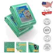 Heavy-Duty Clear Green Tarp 12x16 Feet - Waterproof UV Resistant 10mil (2-Pack)