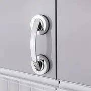 WANLIAN Powerful Suction Cup Glass Mirror Door Handle, Refrigerator Drawer Bathroom Suction Cup Wall handrail, Bathtub Shower Handle Kitchen Drawer Cabinet Handle Suction Cup (Silver)