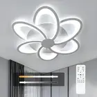 Flower Ceiling Light, 24.8'' White 6-Petal Dimmable LED Flush Mount Ceiling L...