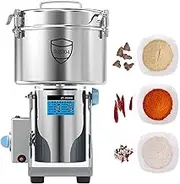 2000G Electric Grain Mill Grinder Herb Grinder 304 Stainless Steel Spice Grinder Swing Type Cereals Pulverizer Machine High Speed 36000 RPM 30S Speedy Grinding for Coffee Beans Spice Pepper Nuts