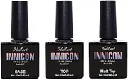 INNICON Nail Gel Polish Top Coat 12ml, UV LED Soak-Off Long-Lasting Nail Art Manicure Christmas Base Coat No Wipe top Matte Top Coat