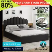 ALFORDSON Bed Frame Queen Double King Single Gas Lift Storage Base Wooden Black