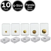 10 Pack 5 Size Assorted Slab Coin Holders For Gold Panda 1/20 1/10 1/4 1/2 1 Oz