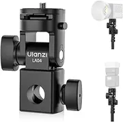 [ULANZI] LA04 Light Stand Mount Adapter with 1/4” Screw, Quick Release Mounting Plate for Camera Monitor Ring Light, Fits Flat Head Light Stand/Boom arm/C Stand, 180° Tilt Max. Load 6.6lb/3kg