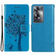 Kt Imprinting Flower Phone Cover For Oppo A79 5g / A2 5g, Imprinted Cat Tree Wallet Case