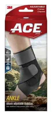 ACE Brand Deluxe Adjustable Ankle Stabilizer, Firm Stabilizing Support for Weak,