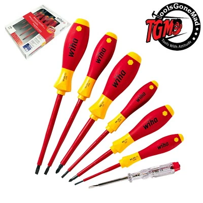 Wiha 7pc Soft Finish Screwdriver Set 1000V VDE Insulated inc Tester XX320NK7