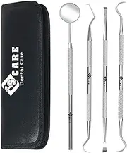 Dental Set Cleaning Tools 4 Pack Dental Hygiene Kit teeth Inspection set for Home Use stainless steel Mouth Mirror Dental Picks Oral Care set to Remover Tartar, tooth scraper