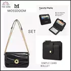 Small Shoulder Purse Faux Leather Crossbody Bag with Chain Strap Card Wallet Set