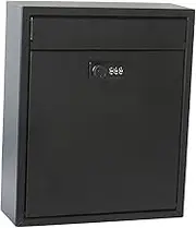 HILABEE Wall Mount Mailbox Lockable Postbox Retro Drop Box Post Letter Letterbox Mail Box for Indoor Outdoor, Black