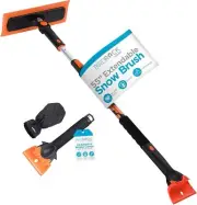 HOME 55" Extendable Snow Brush with 14" Foam Head & Ice Scraper