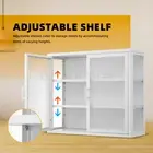 Glass Display Cabinet Wall Mounted Metal Bathroom Kitchen Pantry Cupboard Shelf