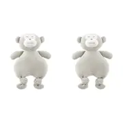 2x The Peanutshell Knitted Monkey Plush Cotton Soft Animal Baby Toy 30cm Grey 0+